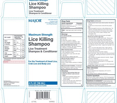 Principal Display Panel (Major Lice Killing Shampoo 4 Oz 0904 7349 20 79 253 04v3.1)